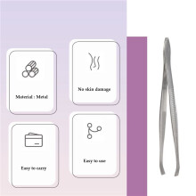 Silver Tone Slanted Flat Tip Metal Hair Eyebrow Tweezer Cosmetic Tool for Lady