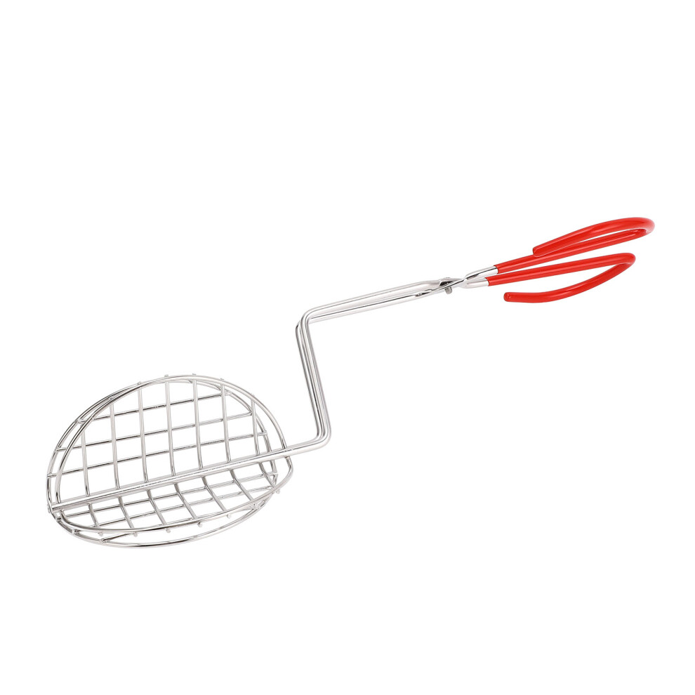 Stainless Steel Taco Shell Tong with Rubber Handle, Long V Shape Fryer Tool