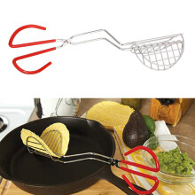 Stainless Steel Taco Shell Tong with Rubber Handle, V-Shaped Deep Fryer Tool