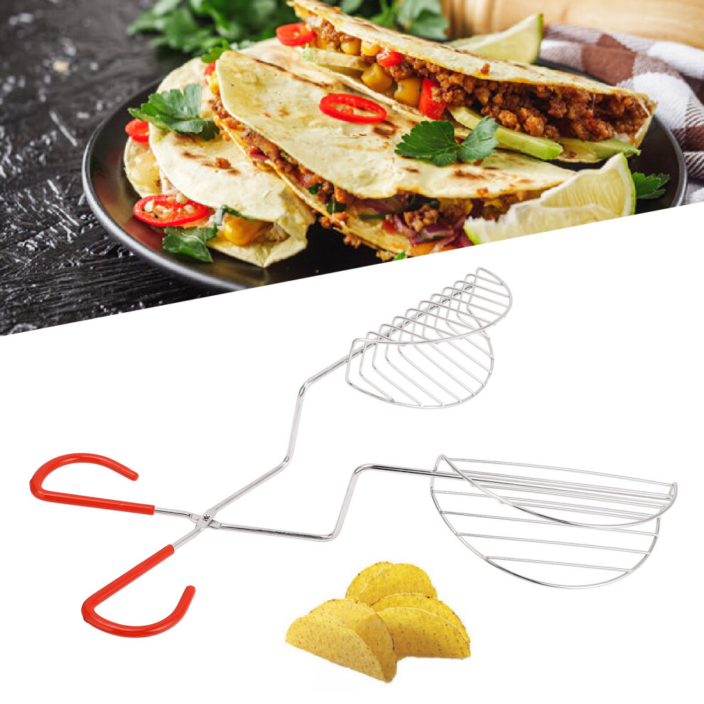 Stainless Steel Taco Shell Tong Press with Long Handle for Kitchen