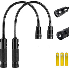 ZLC2Pack LED-arbetslampa, 500LM svanhalsficklampa med magnetisk bas, zoombar och flexibel, vattentät – kompatibel med bilreparationer, inspektion,