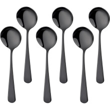 6er-Pack Suppenlöffel aus Edelstahl, runde Esslöffel, Dessertlöffel, 16 cm lange Edelstahllöffel für Porridge, Obst und Joghurt