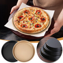 25 cm nonstick pizzapande i kulstofstål, kraftig, nem at løsne, ridsefast, sikker op til 230 C, kompatibel med hjemmekøkkenet