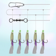 Anzuelo de pesca luminoso para pesca, acero al carbono de colores surtidos con diseño 5 en 1, 2 tamaños de cuerdas.