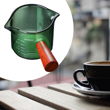 Espressoglazen, maatbekers met houten handvat, hittebestendige glazen maatbekers, dubbelmondige maatbekers van ounces voor koffie