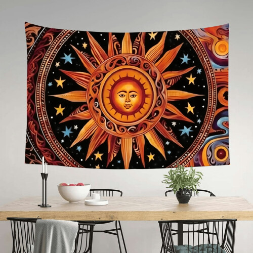 Ταπισερί Sun Star Psychedelic Art – Κρεμαστό τοίχωμα από 100% πολυεστέρα για διακόσμηση 2