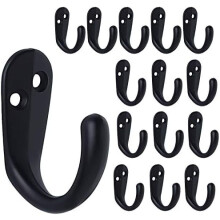15 ganchos de pared de una sola punta para colgar batas, toallas y bolsos, sombreros, gorras, bufandas y tazas (negro)