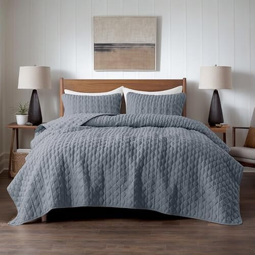 Σετ παπλωμάτων Blue King (3 τεμάχια, 104x90"): Ελαφρύ, μαλακό, καπιτονέ κάλυμμα για όλες τις 1