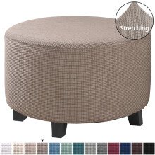 Runde Ottomanen-Aufbewahrungshülle, Klapphocker-Schutzhülle, Möbelschutzhülle für Fußhocker, passend für Durchmesser 51–58 cm, hellbraun
