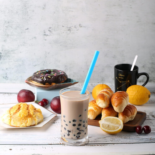 100 τεμάχια καλαμάκια Jumbo Smoothie με γωνιακές άκρες, ατομικά τυλιγμένα, χωρίς BPA, 2
