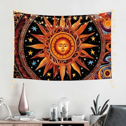 Ταπισερί Sun Star Psychedelic Art – Κρεμαστό τοίχωμα από 100% πολυεστέρα για διακόσμηση 1