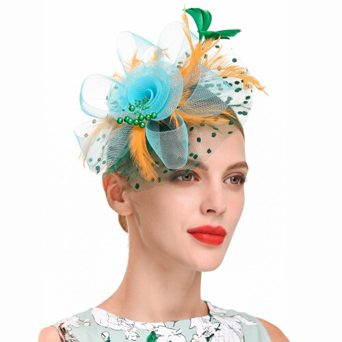 Ανοιχτόχρωμα μπλε καπέλα Fascinators για γυναίκες – Γάμος, κοκτέιλ, πάρτι τσαγιού. 2