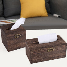Tissueboxhoes, moderne papieren tissueboxhouder, vierkante tissueboxhoes van hout, decoratieve tissueboxhouder van walnoothout