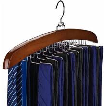 2 Stück Krawattenhalter aus Holz mit 24 Haken, 360 drehbar, für Krawatten, Schals, BHs und mehr – Walnuss-Finish