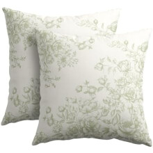 Gröna örngott i Chinoiserie-stil med blommönster, 22x22, set om 2, bomull-linne, orientaliskt vintagetryck, för sovrum/soffa – Kompatibel med
