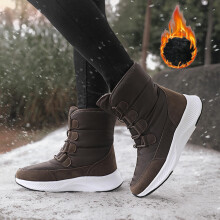 Botas de nieve para mujer YOUSNH, marrones, con cordones, botas de invierno cálidas y gruesas – Compatibles con tallas estándar