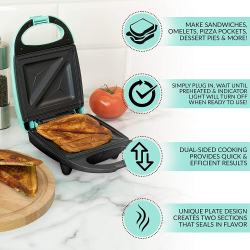 MyMini Sandwich Maker Nonstick Panini Press Mint Green 1