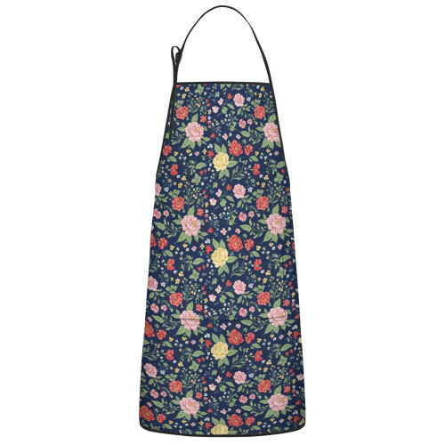 Avental Pioneer Flower em algodão e linho com bolsos, 84 x 69 cm (33 x 27 polegadas)