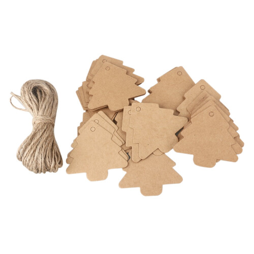 50 Pcs Christmas Tree Hang Tag Xmas Tags Brown Parcel Label 1