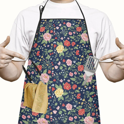Avental Pioneer Flower em algodão e linho com bolsos, 84 x 69 cm (33 x 27 polegadas) 1