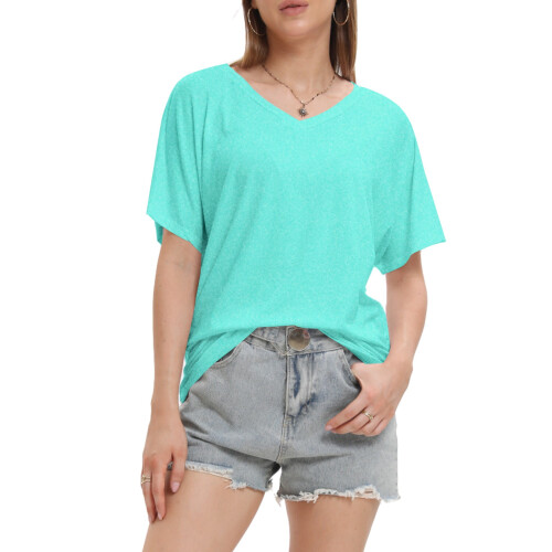 Γυναικεία Casual T-shirts με V λαιμόκοψη, κοντομάνικα, χαλαρή εφαρμογή, καλοκαιρινά, 1