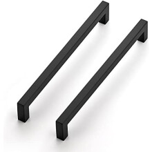 Lot de 3 poignées carrées de cuisine de 8,4/5 pouces, noires mates, pour armoires et tiroirs. Quincaillerie pour armoires de cuisine.