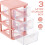 Plastic Storage Drawers 3 Layers, Transparent Desktop Drawer Type Storage Box 4