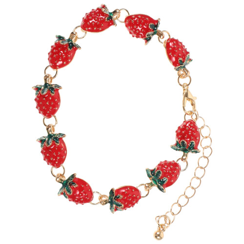 Bracelet fraise ajustable avec breloque fruit 1