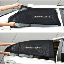 Sun Shade, Mesh Fabric Sun Shade for Rear Side Windows, 2 Pieces, UV Protection, Black Curtain for Car - Type Black-A