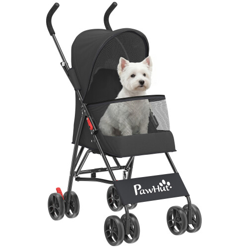 PawHut (Black) PawHut Foldable Dog Stroller with Mesh Windows for Mini Dogs 1