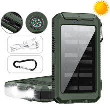 Bateria Externa Portátil Xhy Solar Power Bank 20000mAh com 4 Cabos, Carregamento Rápido, Lanterna LED Integrada, Verde Escuro