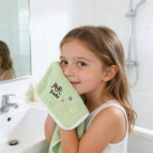 Set aus dicken Baumwoll-Gesichts- und Haarhandtüchern – Ultra saugfähige, schnelltrocknende Badetücher mit niedlichen Tiermotiven – Weiches,
