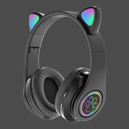 Ακουστικά Bluetooth για παιδιά με σχήμα γάτας, φωτιζόμενο LED, πτυσσόμενα, 2