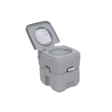 Outsunny 20L Portable Travel Mobile Toilet Outdoor Camping Handle WC with 2 Detachable Tanks & Push-button Operation, Grey