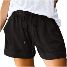 Pantaloncini lulshou da donna, taglie forti, comodi, con coulisse in vita elasticizzata, casual, leggeri, con tasche, modello ampio.
