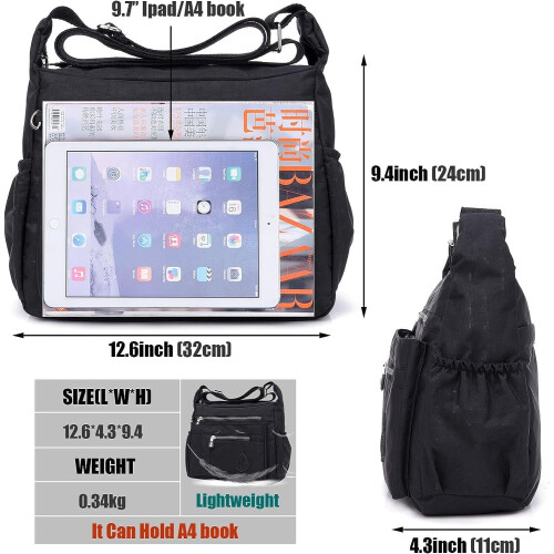 Τσάντα Crossbody για γυναίκες, Αδιάβροχη τσάντα ώμου από νάιλον με πολλές τσέπες, 2
