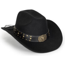 Vintage western cowboyhoed voor mannen en vrouwen - fedora met brede rand en gevlochten touwband.