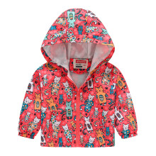 Lässige Jacken für Kleinkinder (Jungen und Mädchen) mit Cartoon-Print, Kapuze, Reißverschluss, langen Ärmeln, winddicht, für 4-5 Jahre