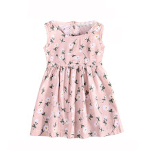 Kleider für Kleinkinder, Babykleidung, Sommerkleid für Babys mit Print, ärmellos, Rundhalsausschnitt, Rosa C, 18-24 Monate