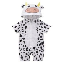 Macacão infantil de verão para bebês e crianças pequenas, com capuz e estampa de vaca. Ideal para meninas e meninos. Roupa de algodão