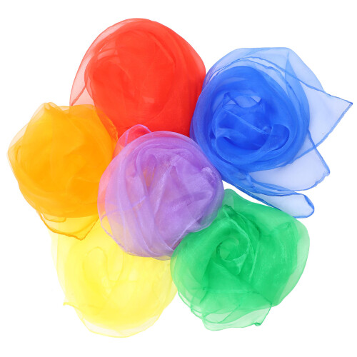 24Pz Sciarpe Giocoleria E Danza Tessuto Sintetica Colorate