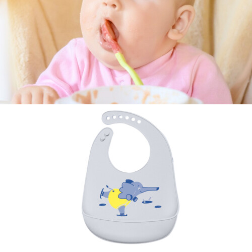 Fütterungslätzchen Silikon wasserdicht Baby grau 2