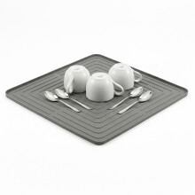GEEZY Kitchen Drainer Mat Grooved Quick Drying Rubber Matt for Dishes Countertop Drain