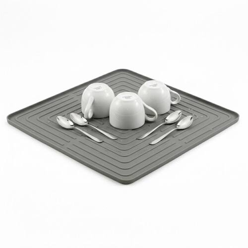 GEEZY GEEZY Kitchen Drainer Mat Grooved Quick Drying Rubber Matt for Dishes Countertop Drain
