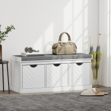 HOMCOM Shoe Storage Bench with 3 Removable Drawers and Padded Seat, White