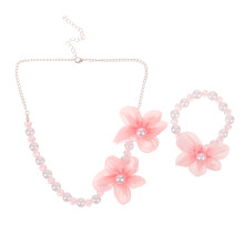 3Ensembles Collier Bracelet Fille Imitation Perles Rose Et Chic