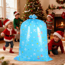 Conjunto de 3 Sacolas Grandes para Presente de Natal, Sacolas Grandes para Embrulhar Presentes de Fim de Ano, Embalagem Festiva Reutilizável para