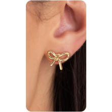 Gold Stud Earrings for Women - Bow Design, 14K Gold Plated