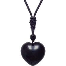 Collana con ciondolo a forma di cuore in pietra di cristallo intagliato a mano per donna, ciondolo in quarzo curativo con cordino regolabile.