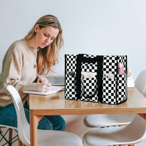 Μεγάλη τσάντα Tote για γυναίκες, αδιάβροχη με 12 τσέπες και κλείσιμο με φερμουάρ, 1